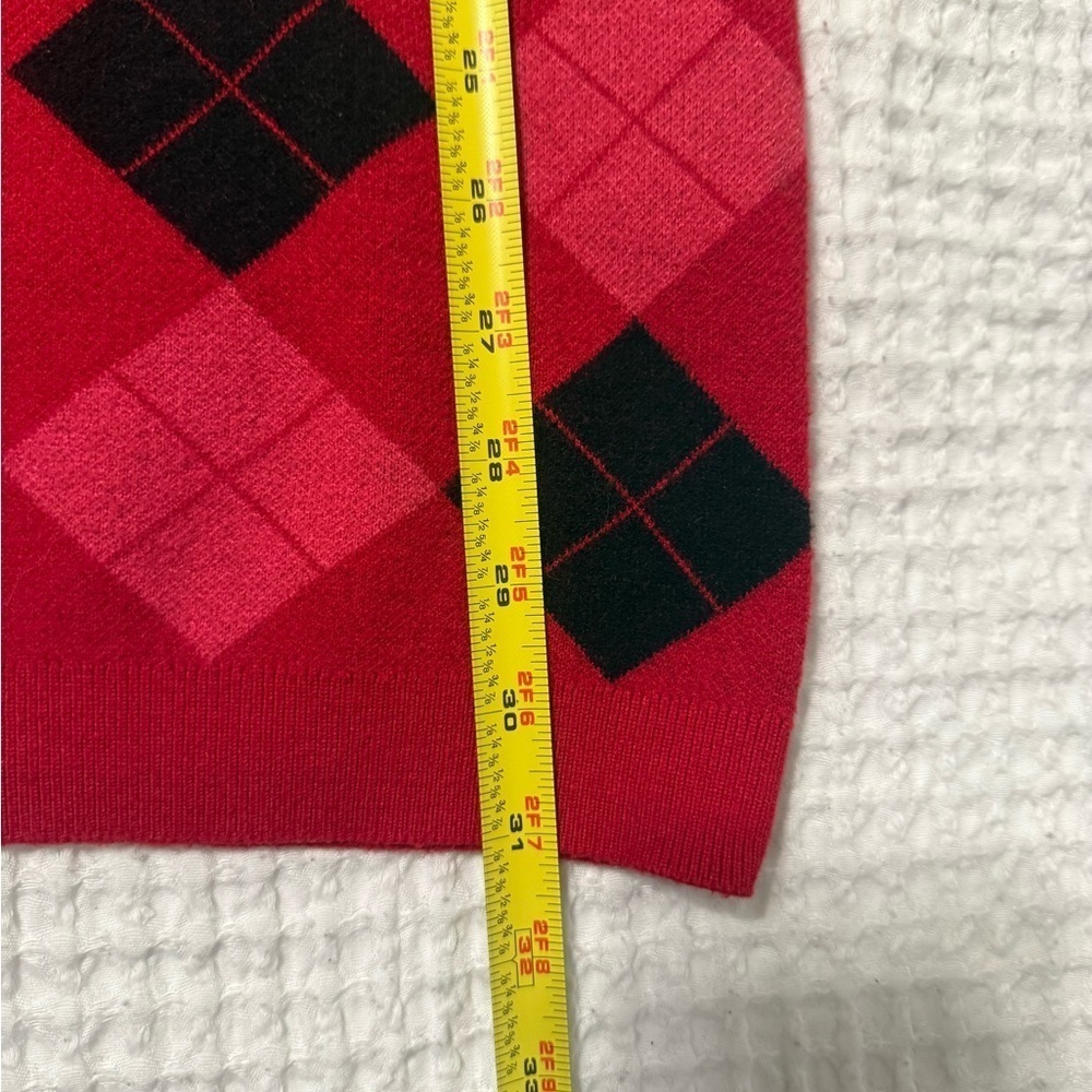 ZARA DIAMOND PATTERN KNIT DRESS S Red/Black - Picture 9 of 9